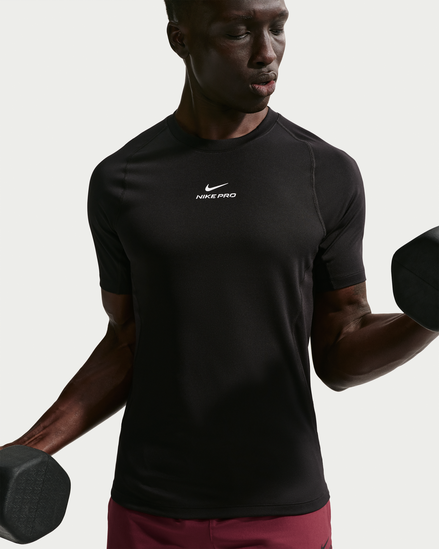 Nike Pro Training Men's Dri-FIT Short-Sleeve Top - Black/White - View 3