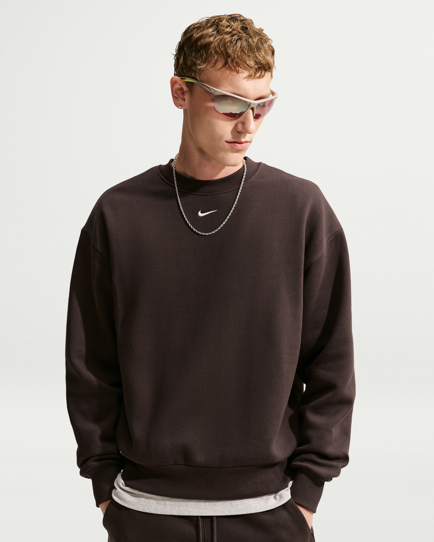 Nike Solo Fleece Men's Crew-Neck Sweatshirt - Velvet Brown/Sail - View 1