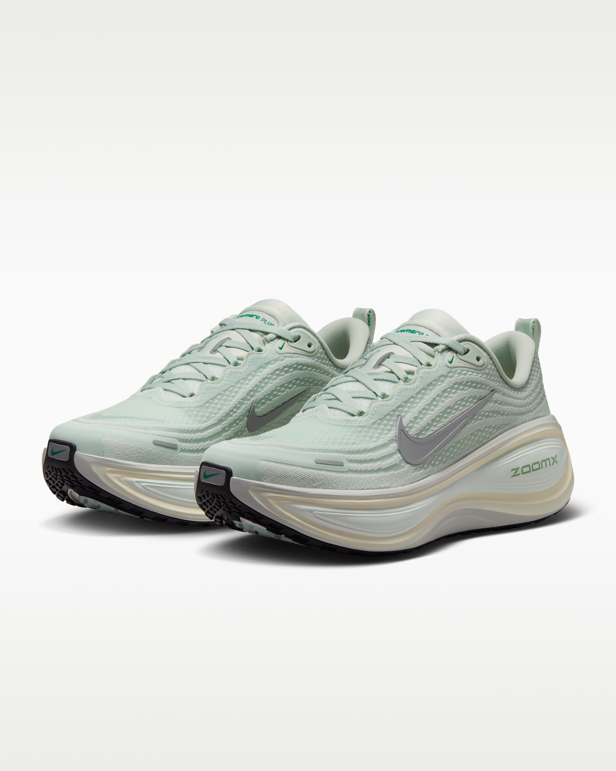 Nike Vomero Plus Women's Road Running Shoes - Light Silver/Barely Green/Sea Glass/Metallic Silver - View 5