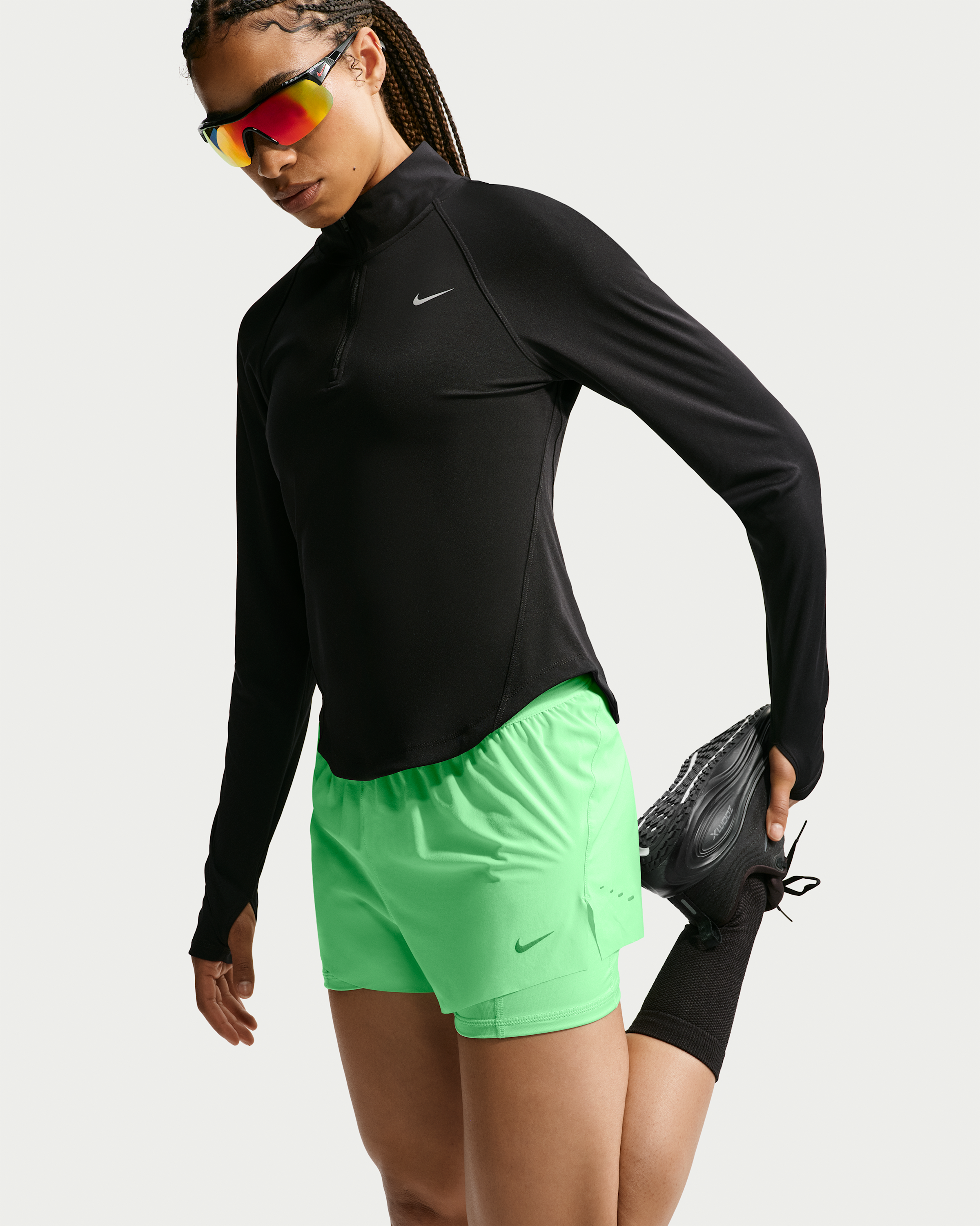Nike Swift Women's Dri-FIT Mid-Rise 2-in-1 Running Shorts - Illusion Green/Cucumber Calm - View 4