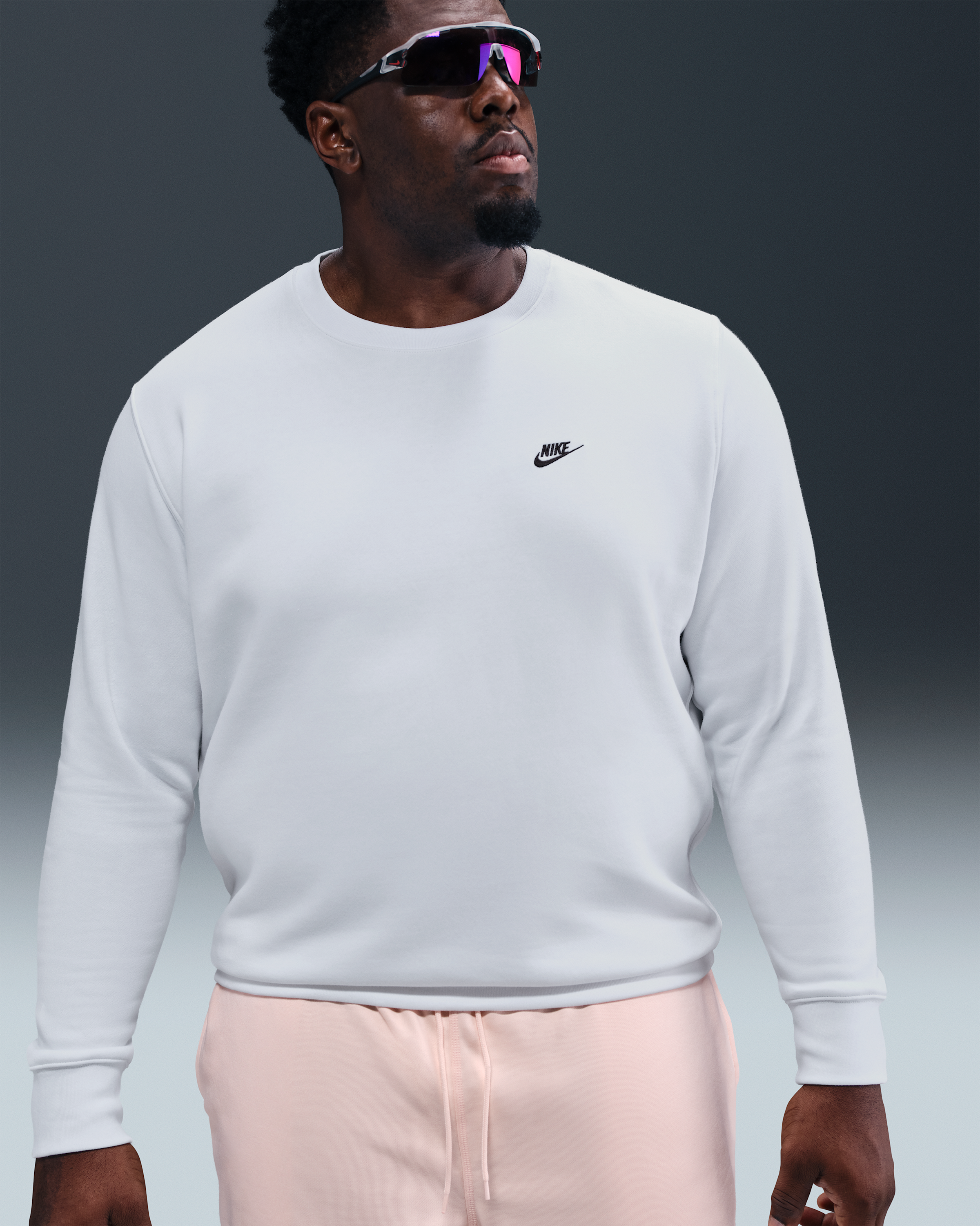 Nike Club Men's Fleece Crew - White/Black - View 6