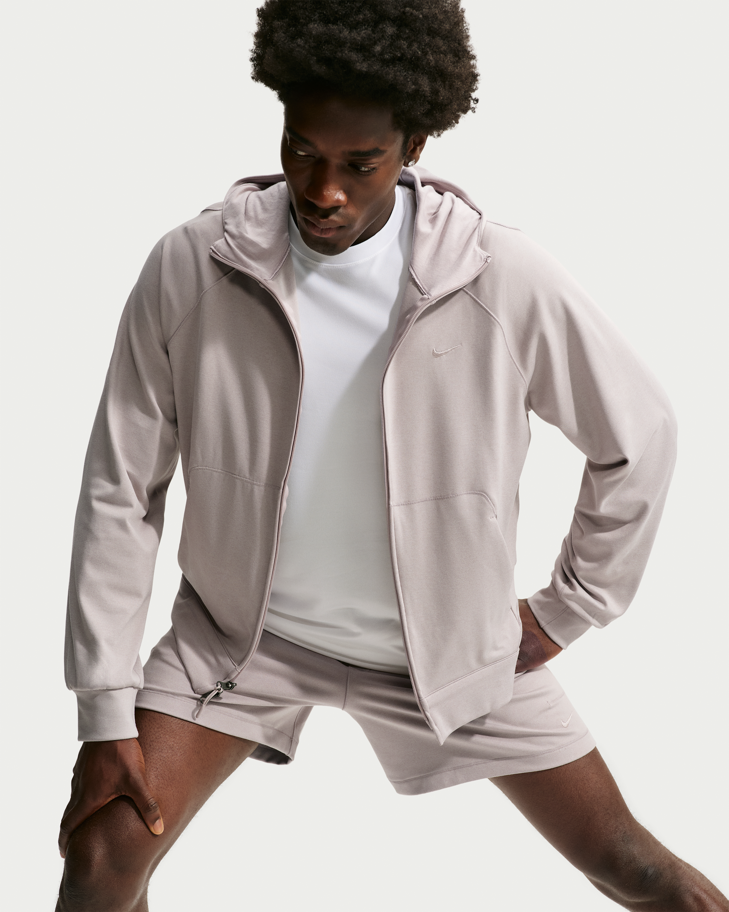 Nike Primary NanoKnit Men's Dri-FIT UV Protection Full-Zip Performance Hoodie - Moon Particle/College Grey/Heather/Moon Particle - View 3