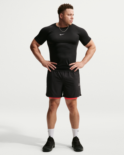 Nike Pro Men's Dri-FIT Tight Short-Sleeve Fitness Top - Black/White - View 9
