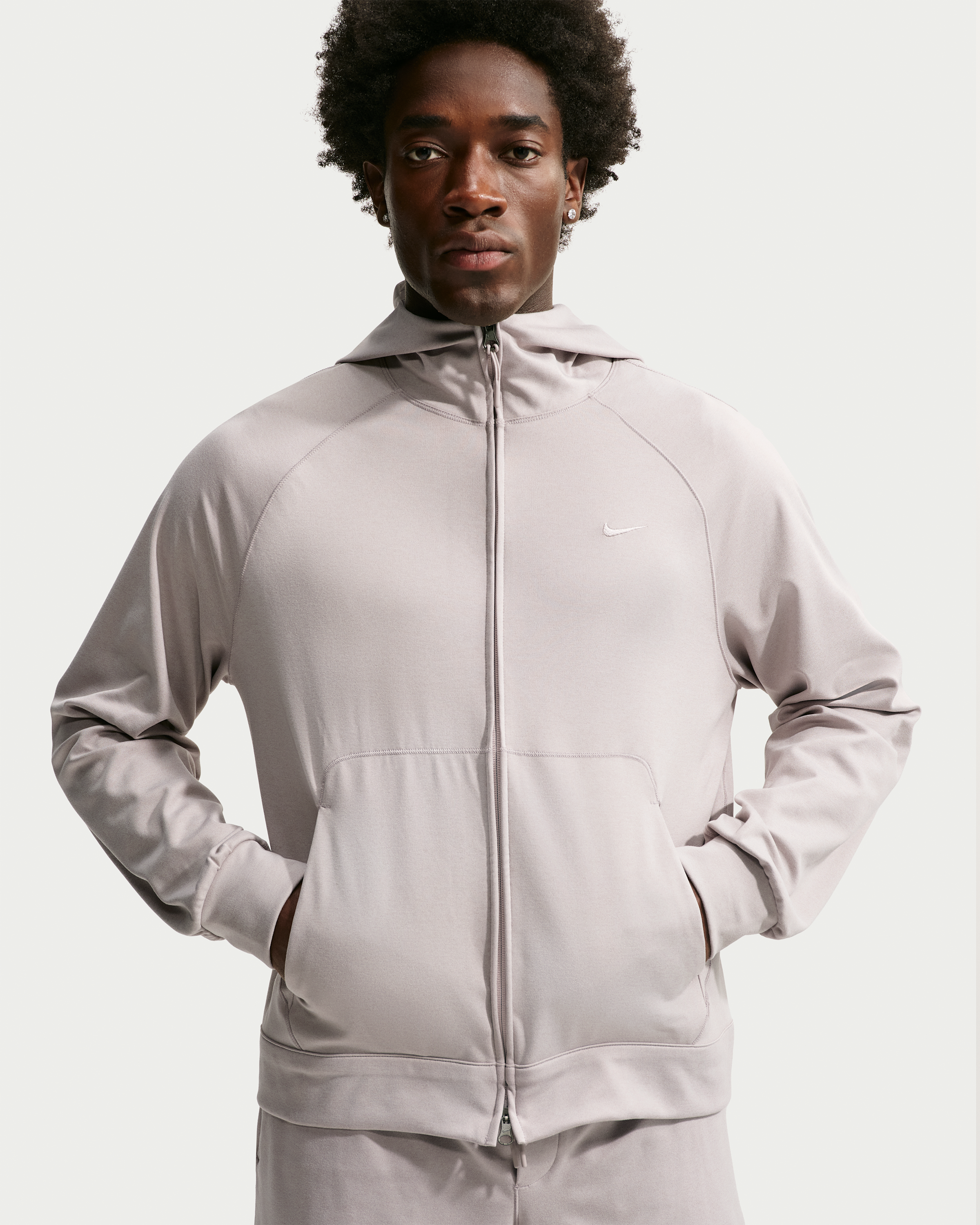 Nike Primary NanoKnit Men's Dri-FIT UV Protection Full-Zip Performance Hoodie - Moon Particle/College Grey/Heather/Moon Particle - View 1