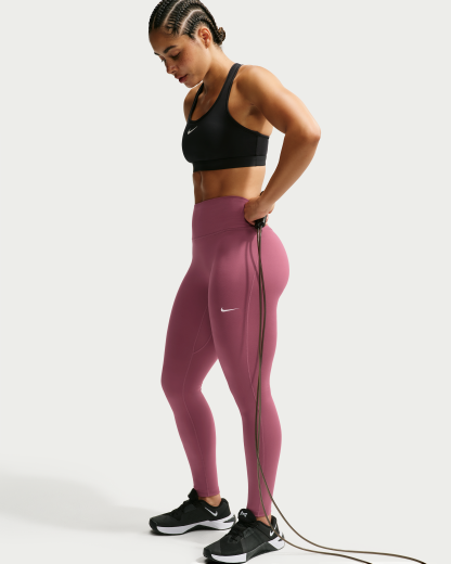 Nike One Seamless Front Women's High-Waisted Full-Length Leggings - Pink Smoke/White - View 4