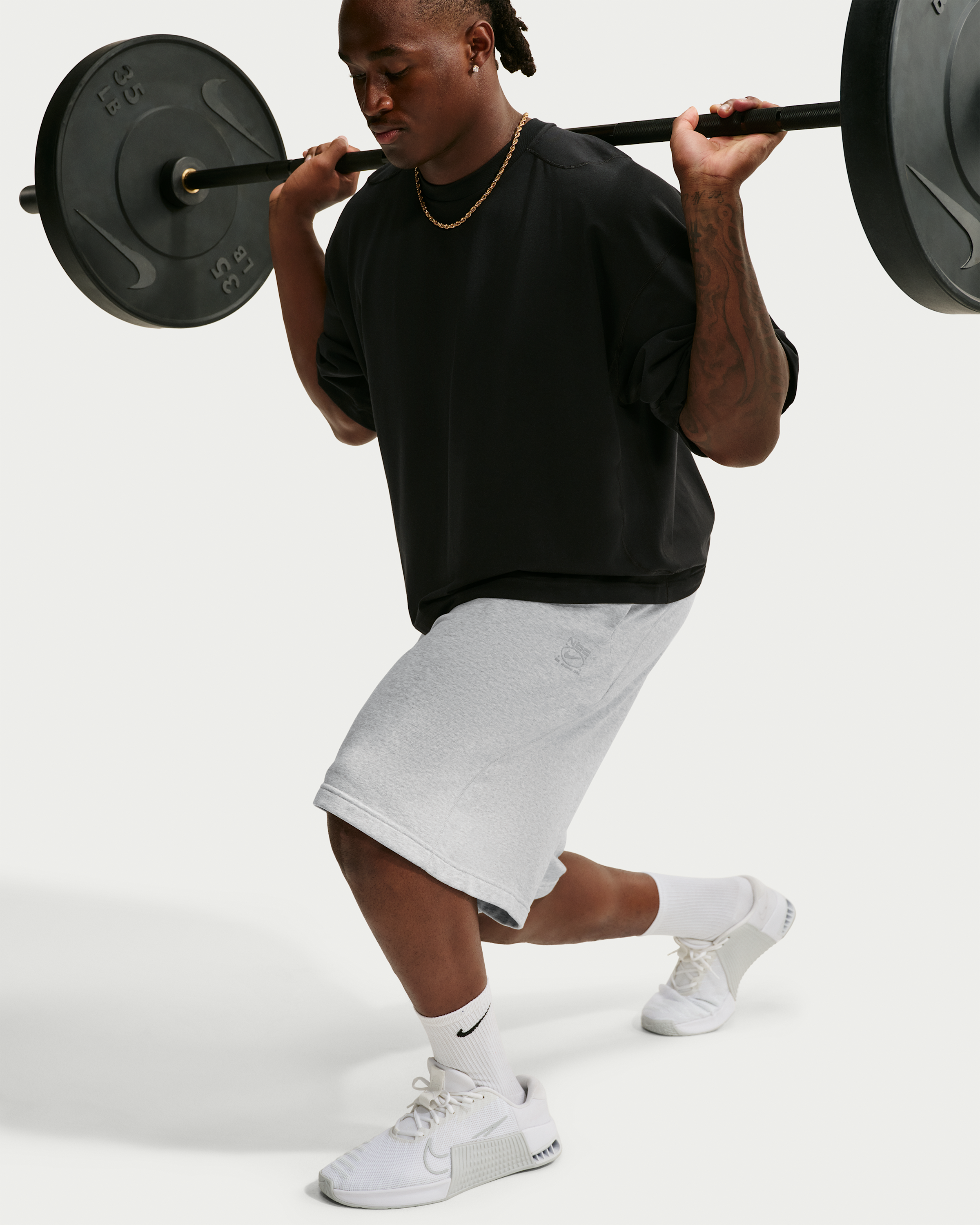 Nike N.A.C. Men's Dri-FIT Fleece Training Shorts - Light Smoke Grey/Heather/Light Smoke Grey - View 9