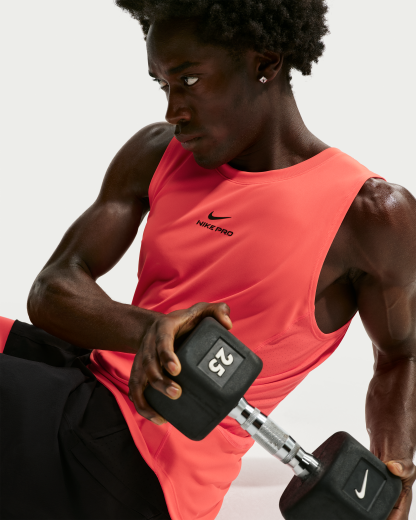 Nike Pro Men's Dri-FIT Training Tank - Laser Crimson/Black - View 3