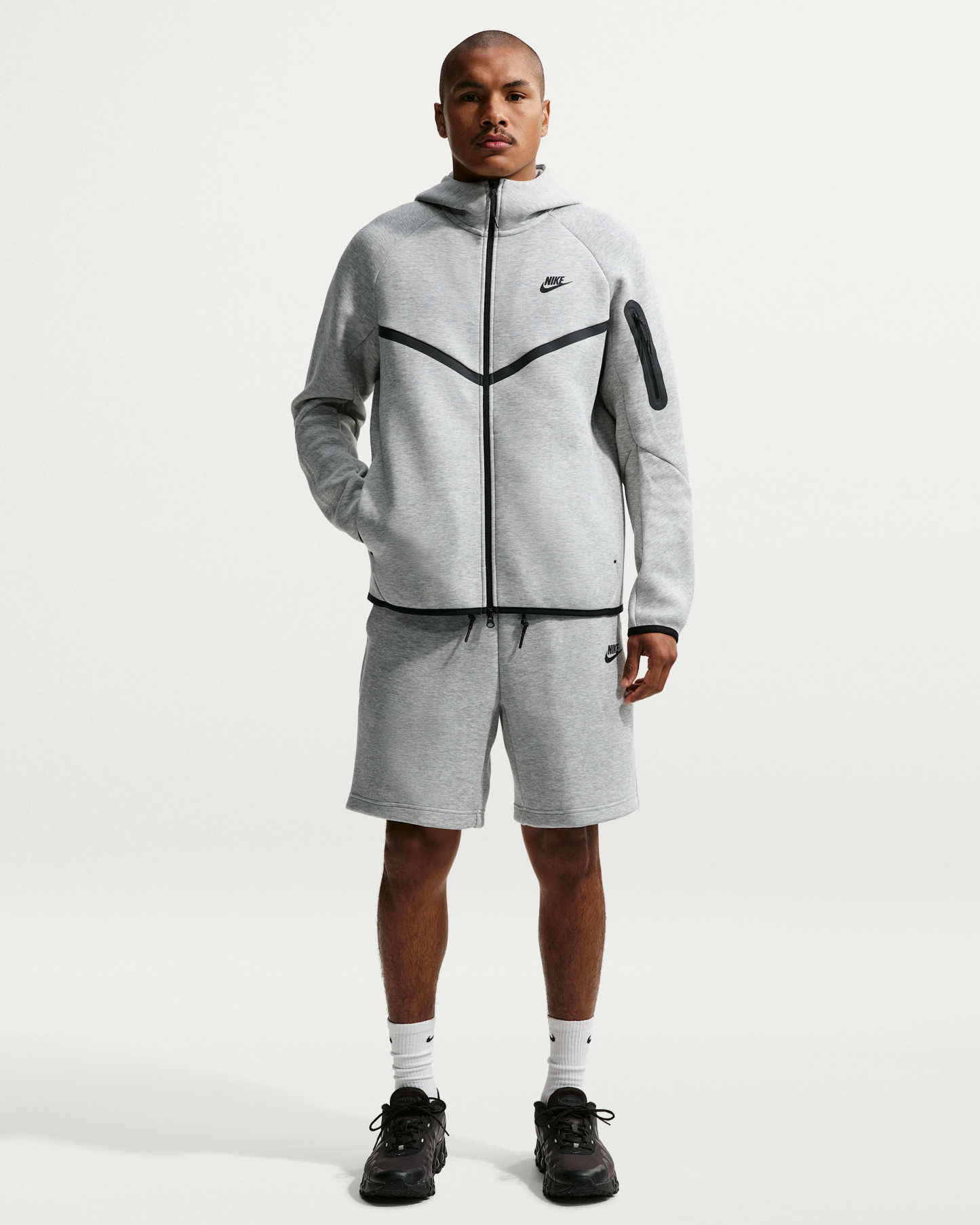 Nike Tech Men's Fleece Windrunner Full-Zip Jacket - Dark Grey Heather/Black - View 4