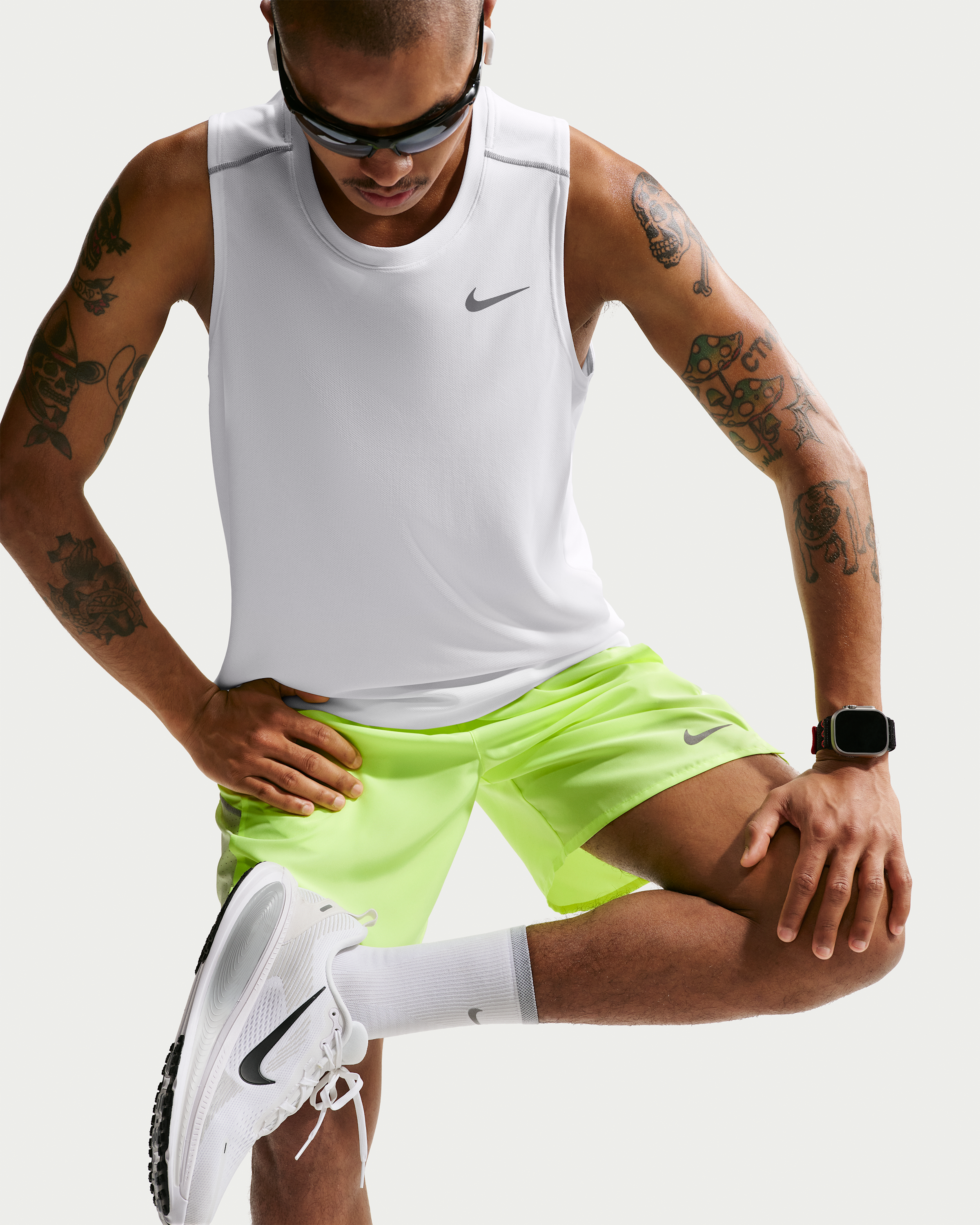 Nike Miler Men's Dri-FIT Running Tank Top - White - View 3