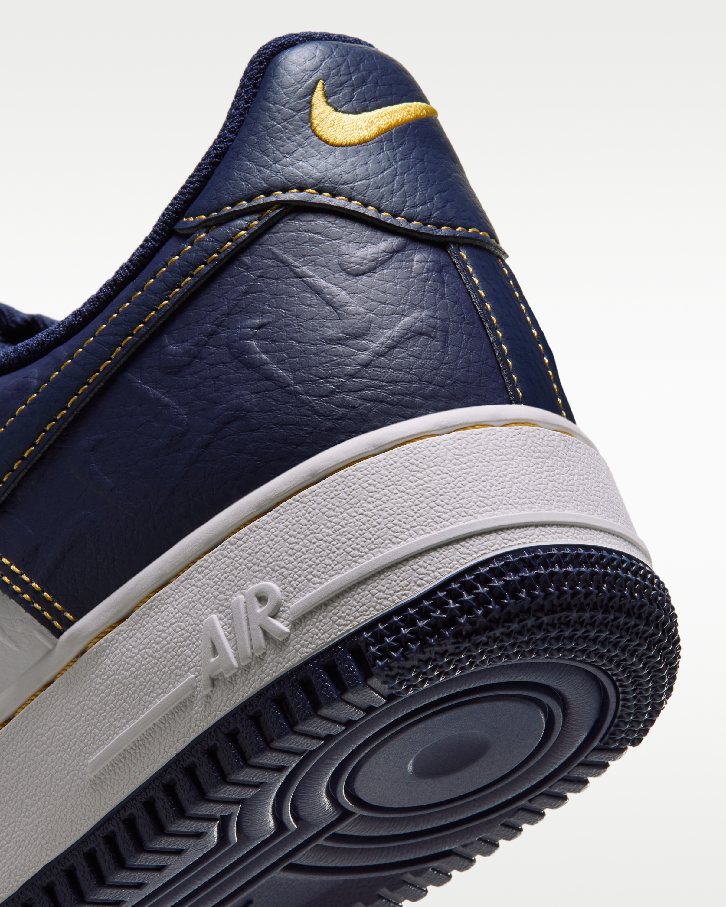 Nike Air Force 1 '07 Men's Shoes - Summit White/Yellow Ochre/Midnight Navy - View 8