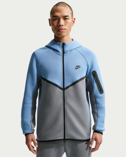Nike Tech Men's Fleece Windrunner Full-Zip Jacket - Work Blue/Cool Grey/Black - View 1