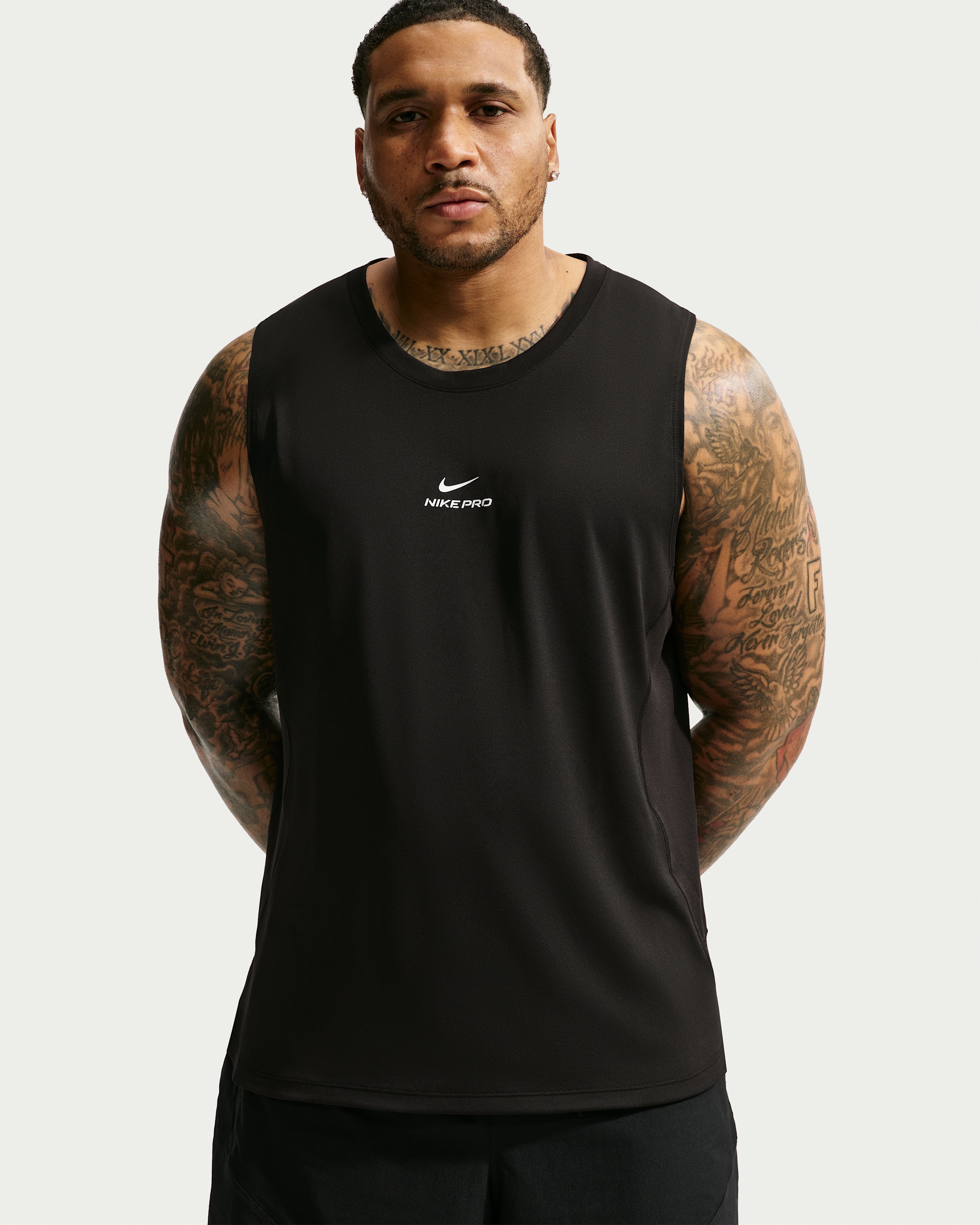 Nike Pro Men's Dri-FIT Training Tank - Black/White - View 6