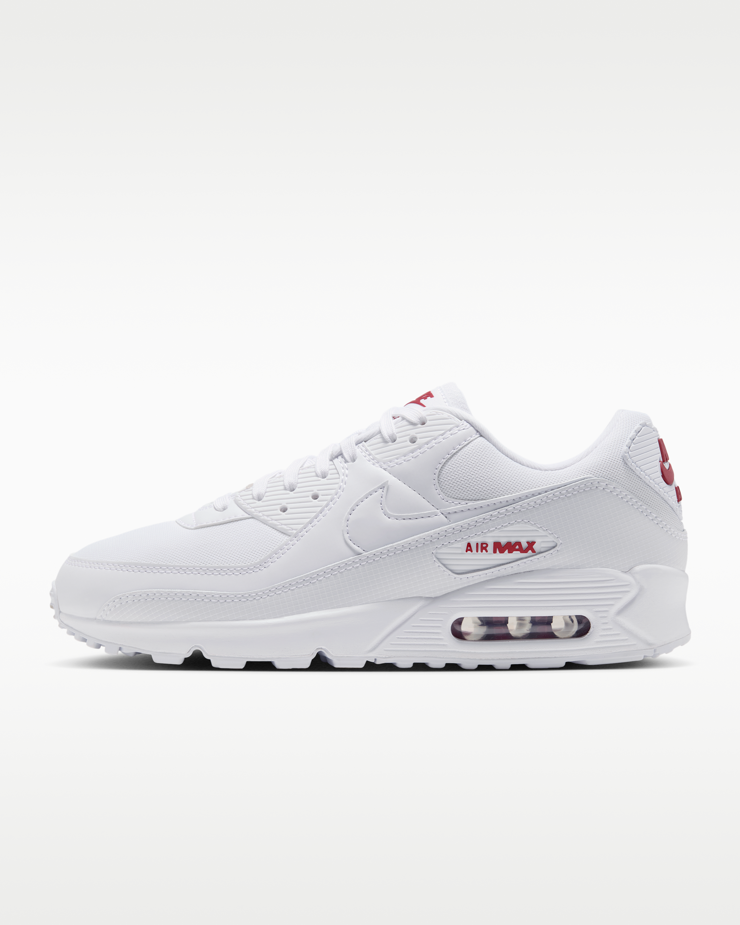 Nike Air Max 90 Men's Shoes - White/Tough Red/White - View 1