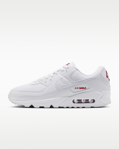 Nike Air Max 90 Men's Shoes - White/Tough Red/White - View 1