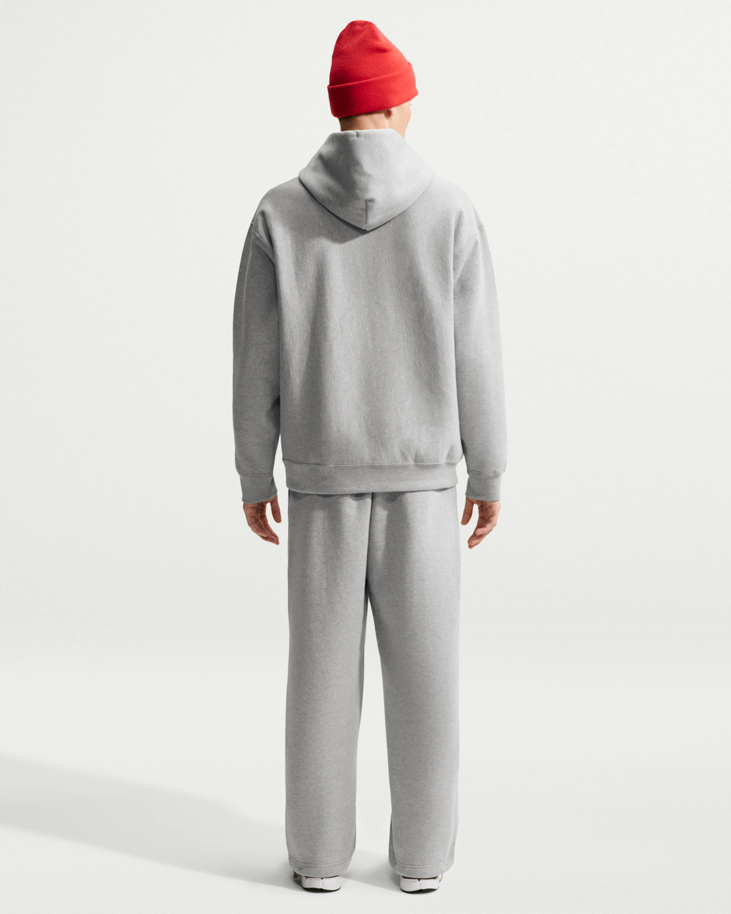 Nike Solo Swoosh Men's Pullover Hoodie - Dark Grey Heather/Light Smoke Grey/White - View 5