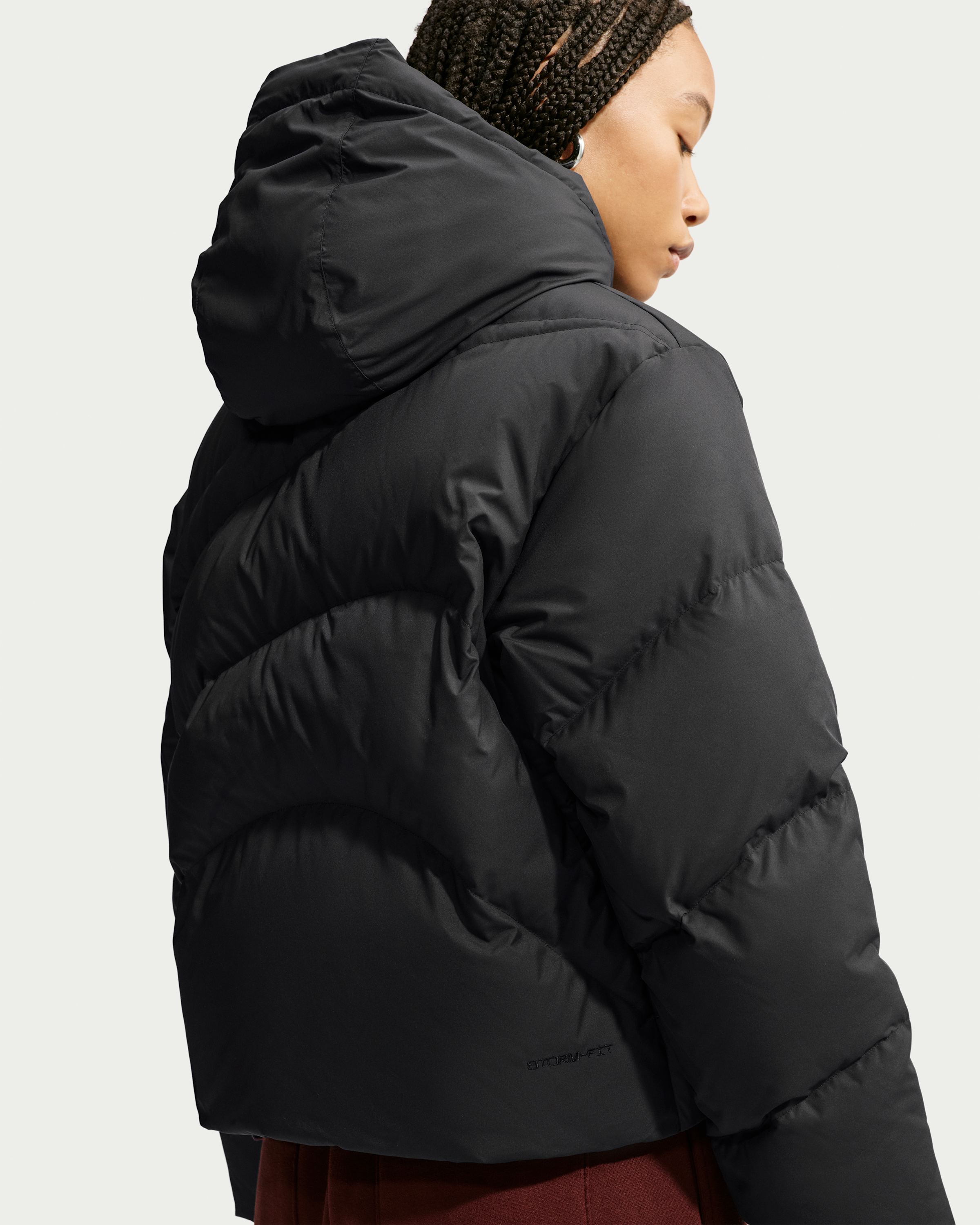 Nike Sportswear Swoosh Series Women's Loose Storm-FIT Hooded Down Jacket - Black/Iron Grey/Black - View 2