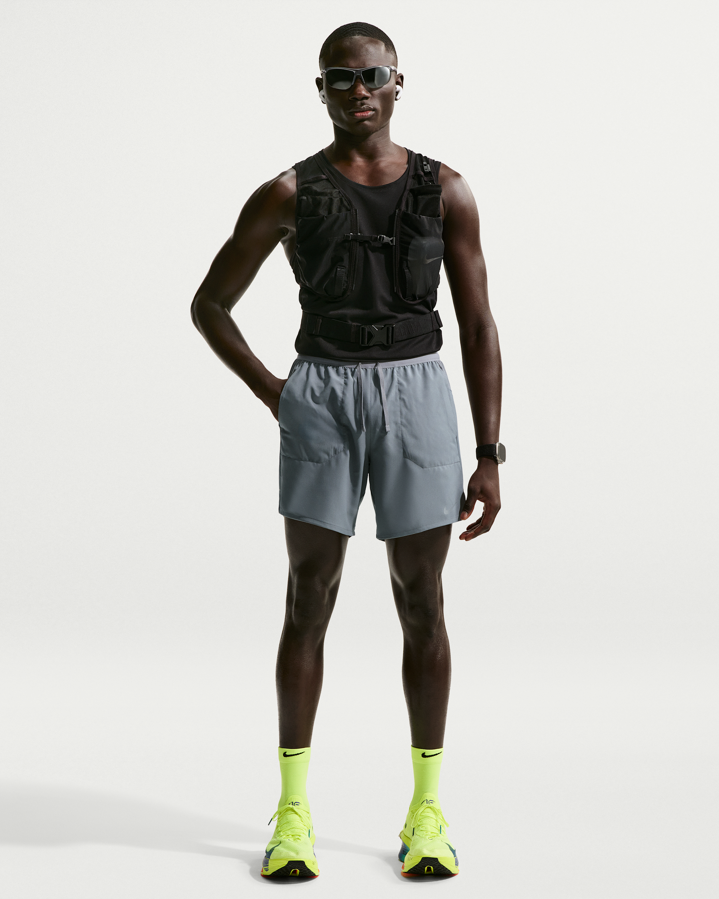 Nike Stride Men's Dri-FIT 18cm (approx.) 2-in-1 Running Shorts - Smoke Grey - View 1