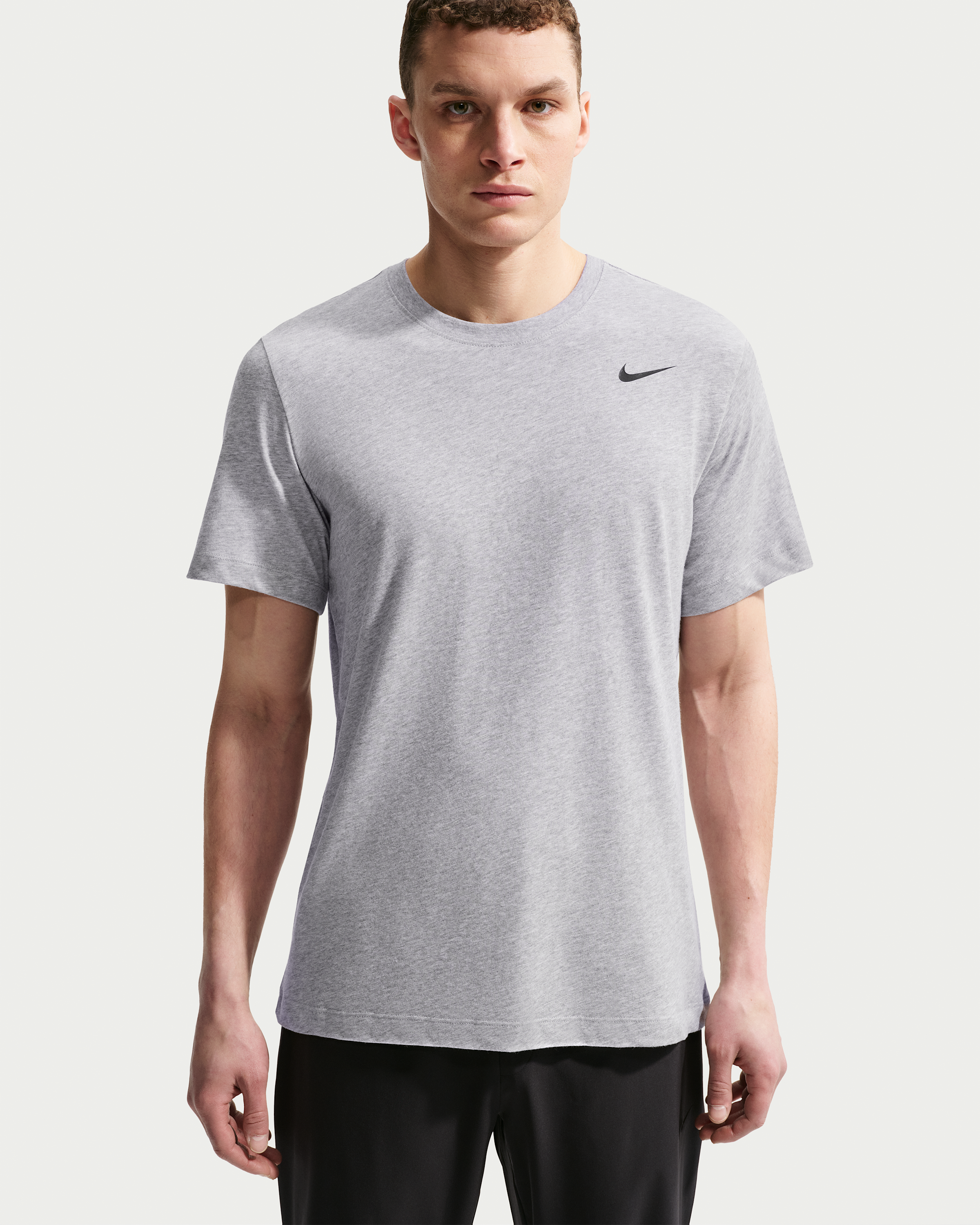 Nike Dri-FIT Men's Fitness T-Shirt - Dark Grey Heather/Black - View 1