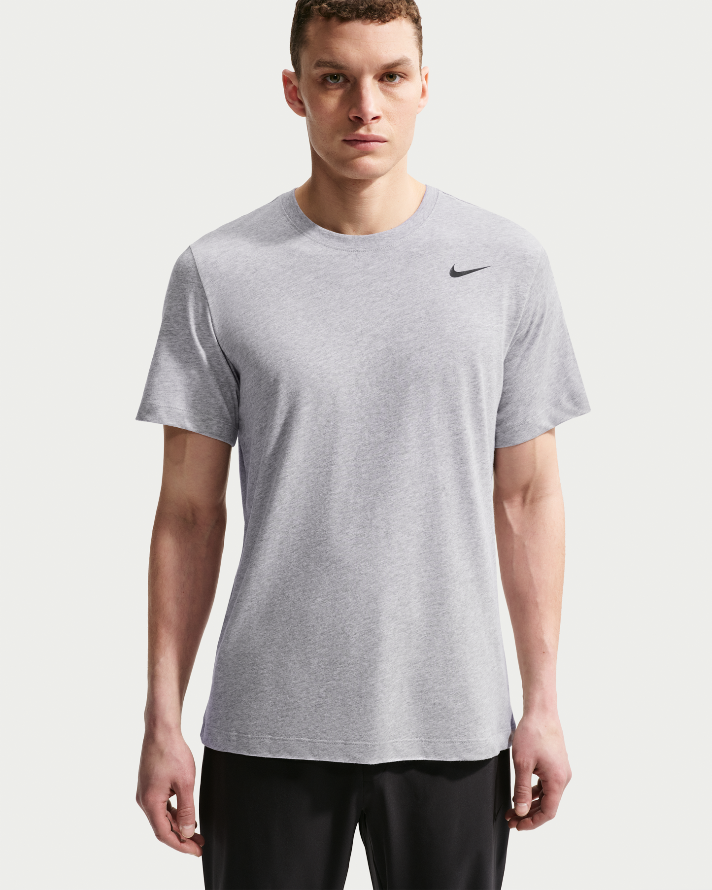 Nike Dri-FIT Men's Fitness T-Shirt - Dark Grey Heather/Black - View 1