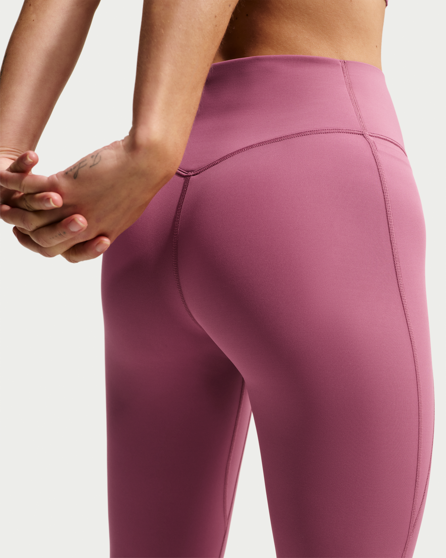 Nike Universa Women's High-Waisted 7/8 Leggings with No Front Seam - Pink Smoke/Pink Smoke/Mystic Dates - View 3