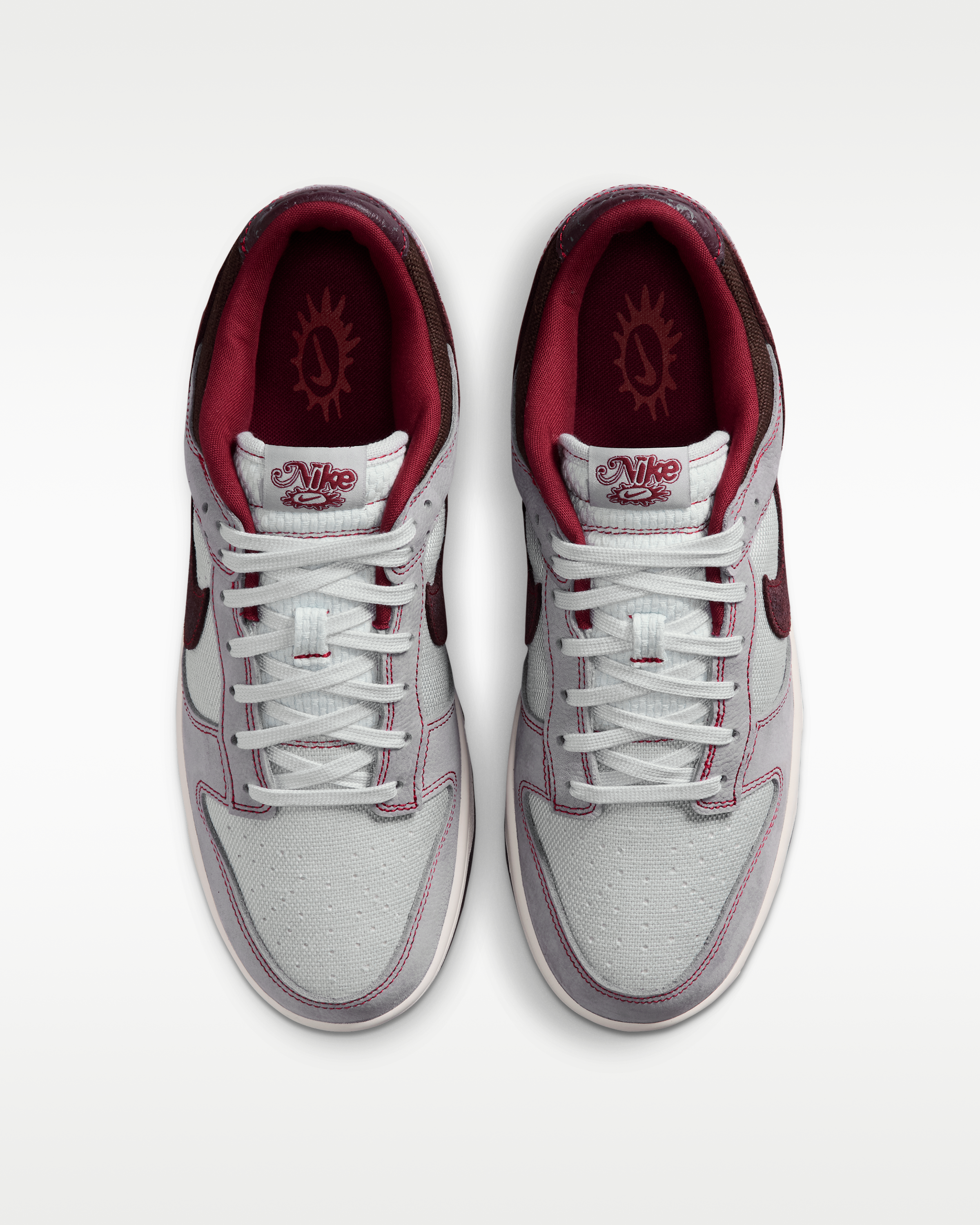 Nike Dunk Low Retro SE Men's Shoes - Pure Platinum/Wolf Grey/Team Red/Burgundy Crush - View 4