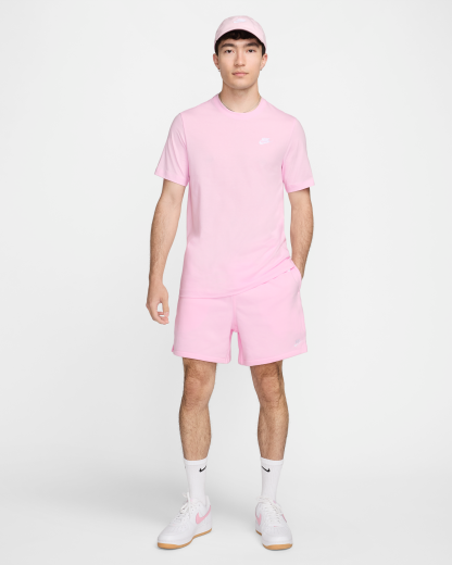 Nike Club Men's French Terry Flow Shorts - Pink Foam/Pink Foam/White - View 7