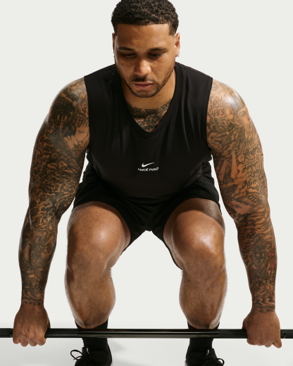 Nike Pro Men's Dri-FIT Training Tank - Black/White - View 8