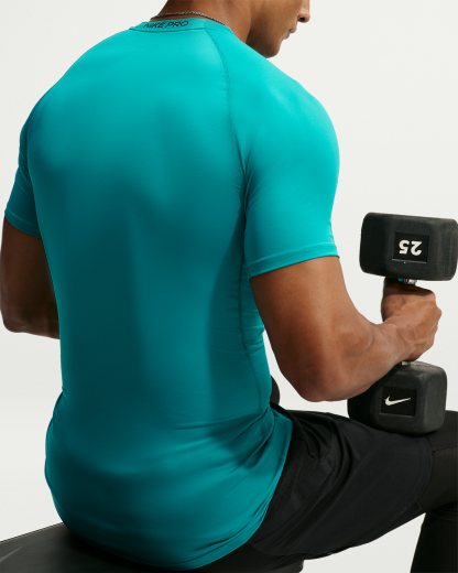 Nike Pro Men's Dri-FIT Tight Short-Sleeve Fitness Top - Energy/Black - View 2