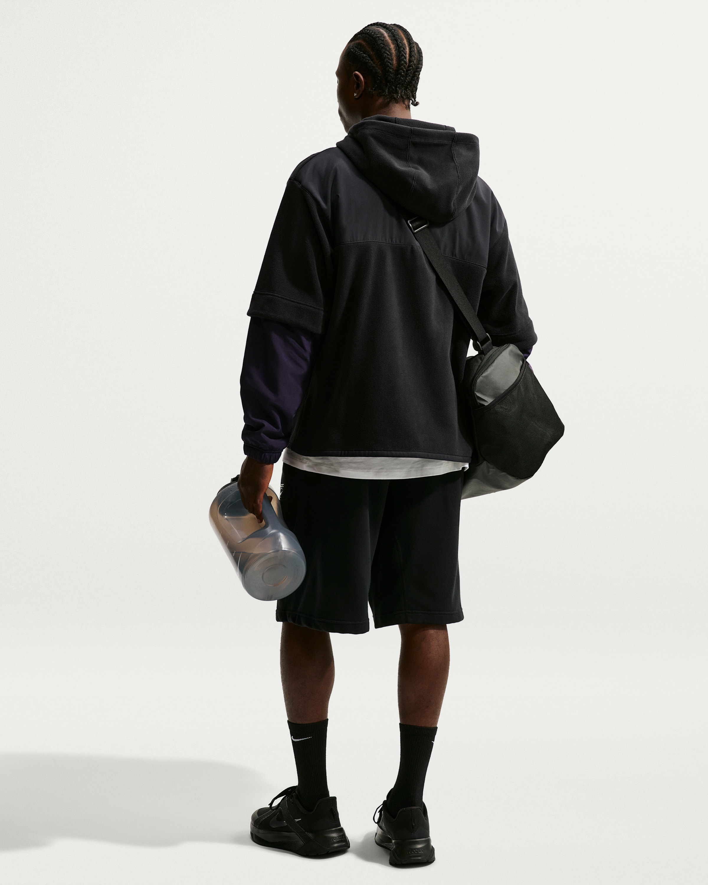 Nike Men's Therma-FIT Full-Zip Fleece Hoodie - Black/Purple Dynasty/Black - View 5