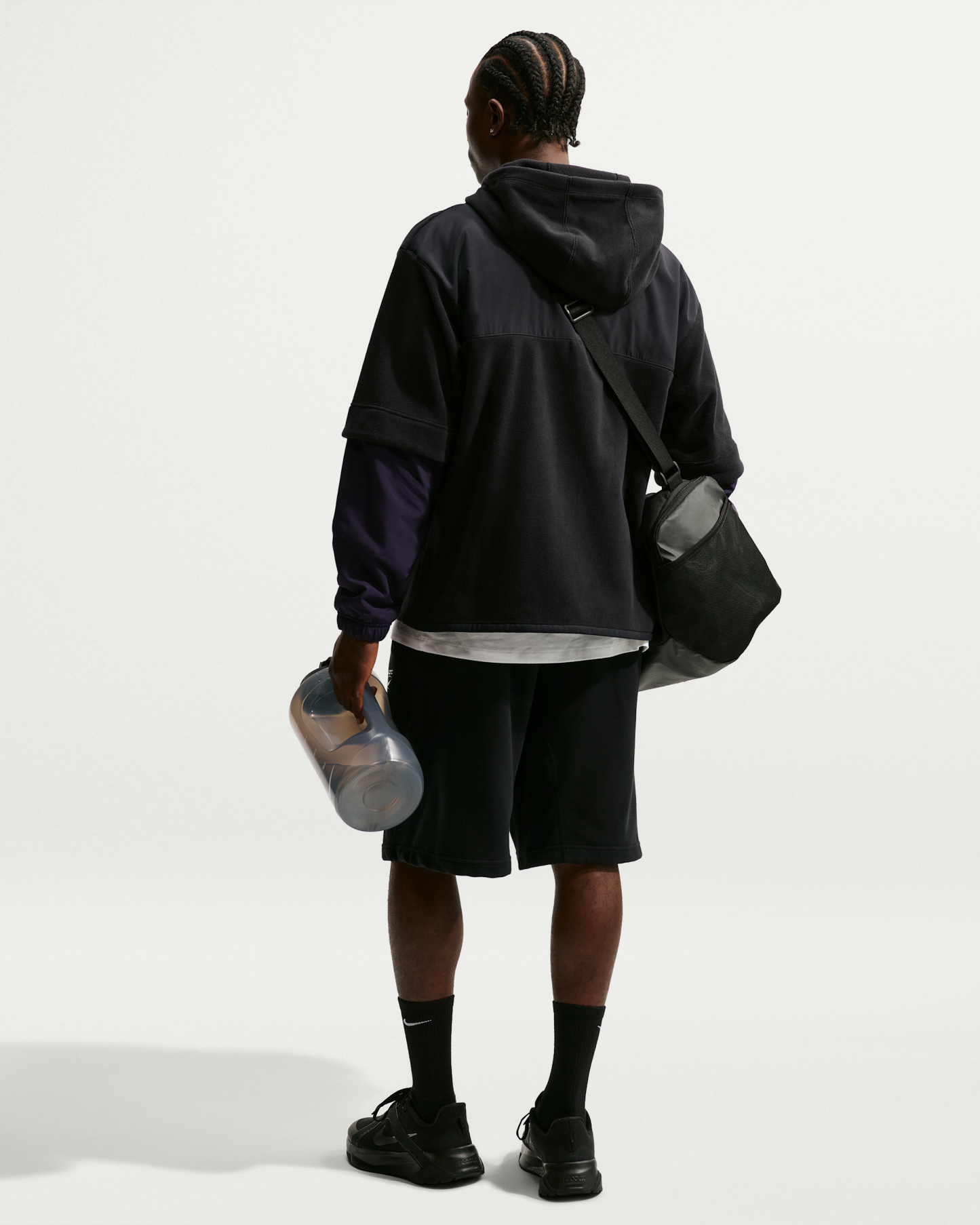 Nike Men's Therma-FIT Full-Zip Fleece Hoodie - Black/Purple Dynasty/Black - View 5