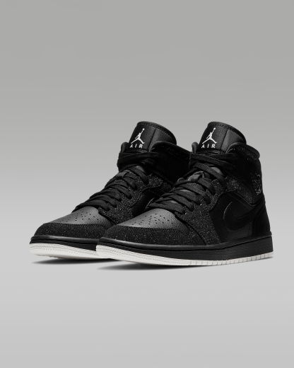 Air Jordan 1 Mid Women's Shoes - Black/White/Phantom - View 5