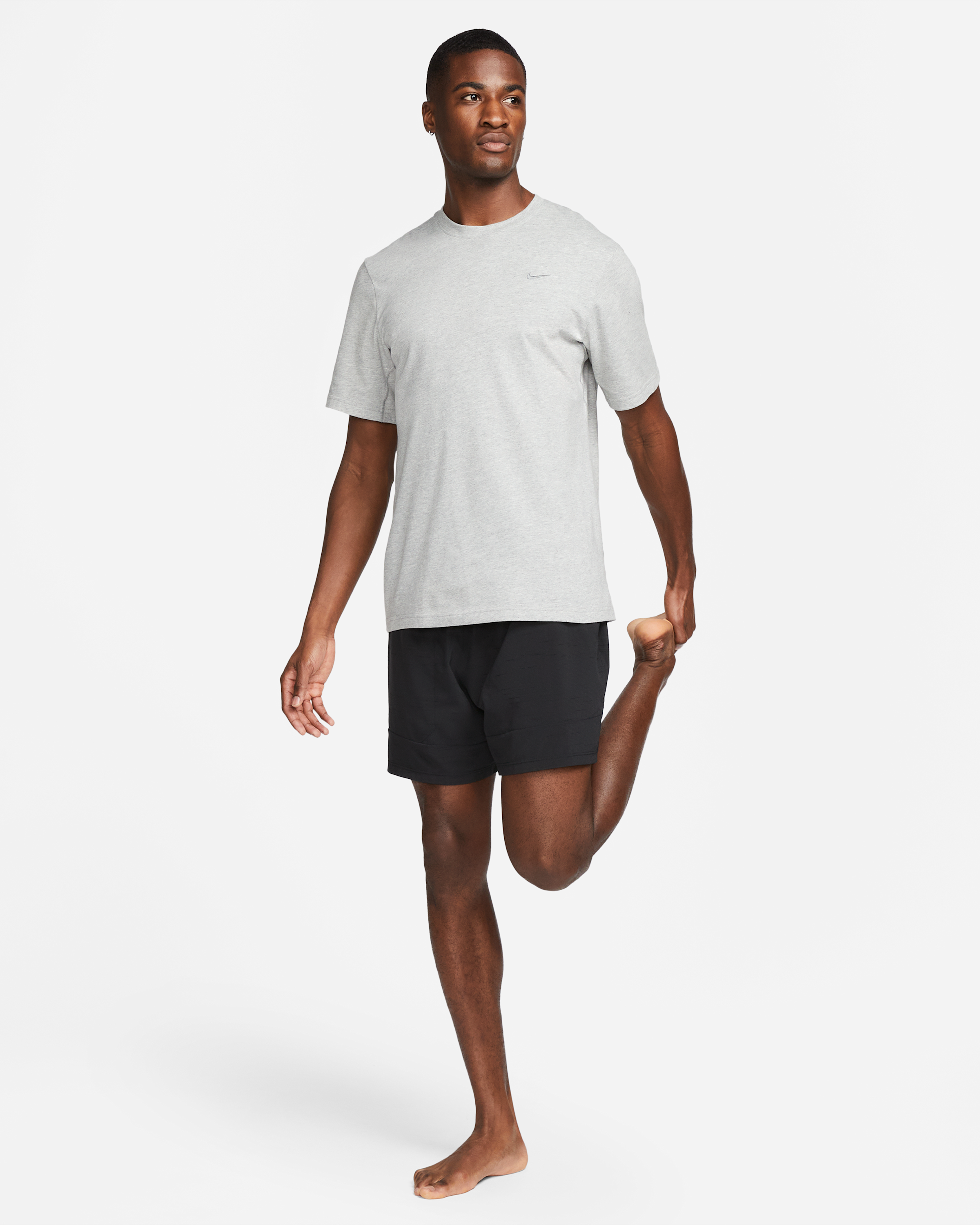 Nike Primary Men's Dri-FIT Short-sleeve Versatile Top - Dark Grey Heather/Heather/Smoke Grey - View 7