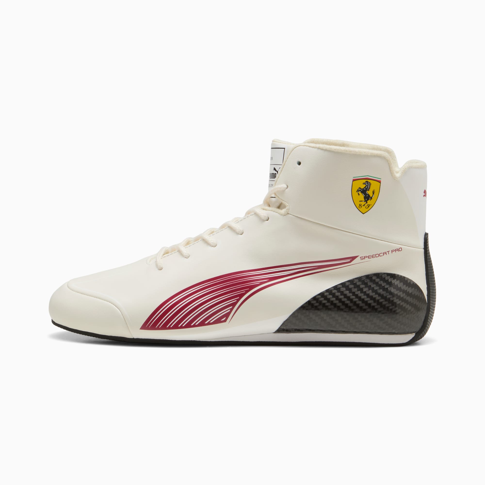 Scuderia Ferrari Speedcat Pro Charles Leclerc Boots Men - Frosted Ivory-Dark Cherry - Image 1
