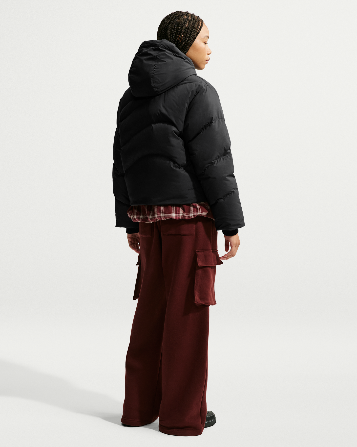 Nike Sportswear Swoosh Series Women's Loose Storm-FIT Hooded Down Jacket - Black/Iron Grey/Black - View 5