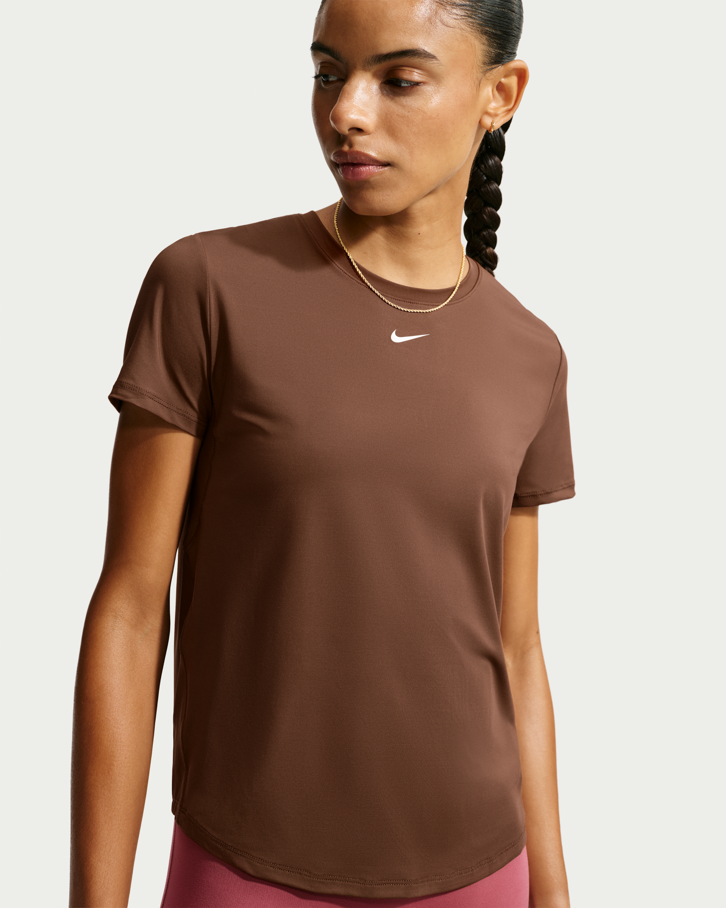 Nike One Classic Women's Dri-FIT Short-Sleeve Top - Cacao Wow/White - View 1