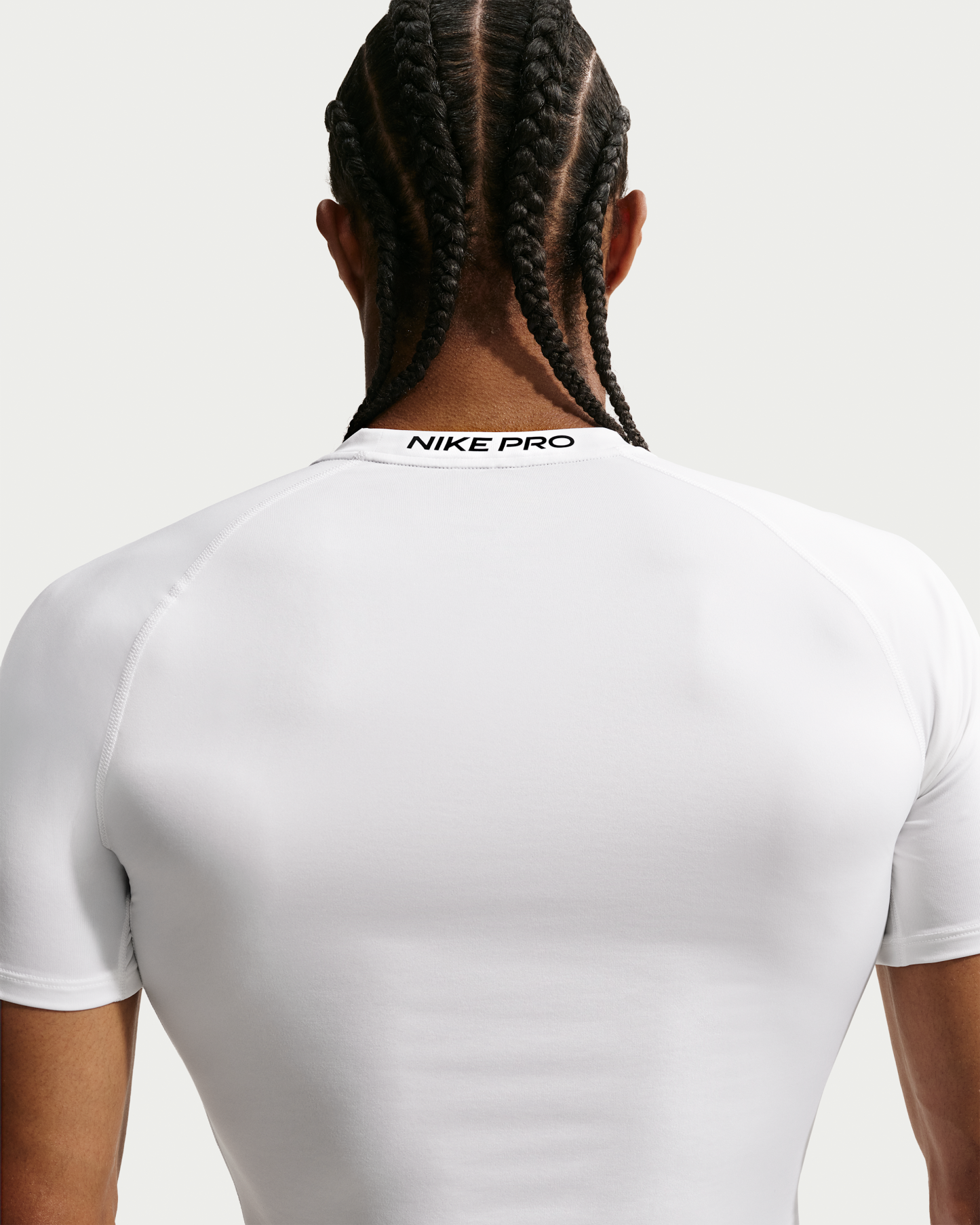 Nike Pro Men's Dri-FIT Tight Short-Sleeve Fitness Top - White/Black - View 2