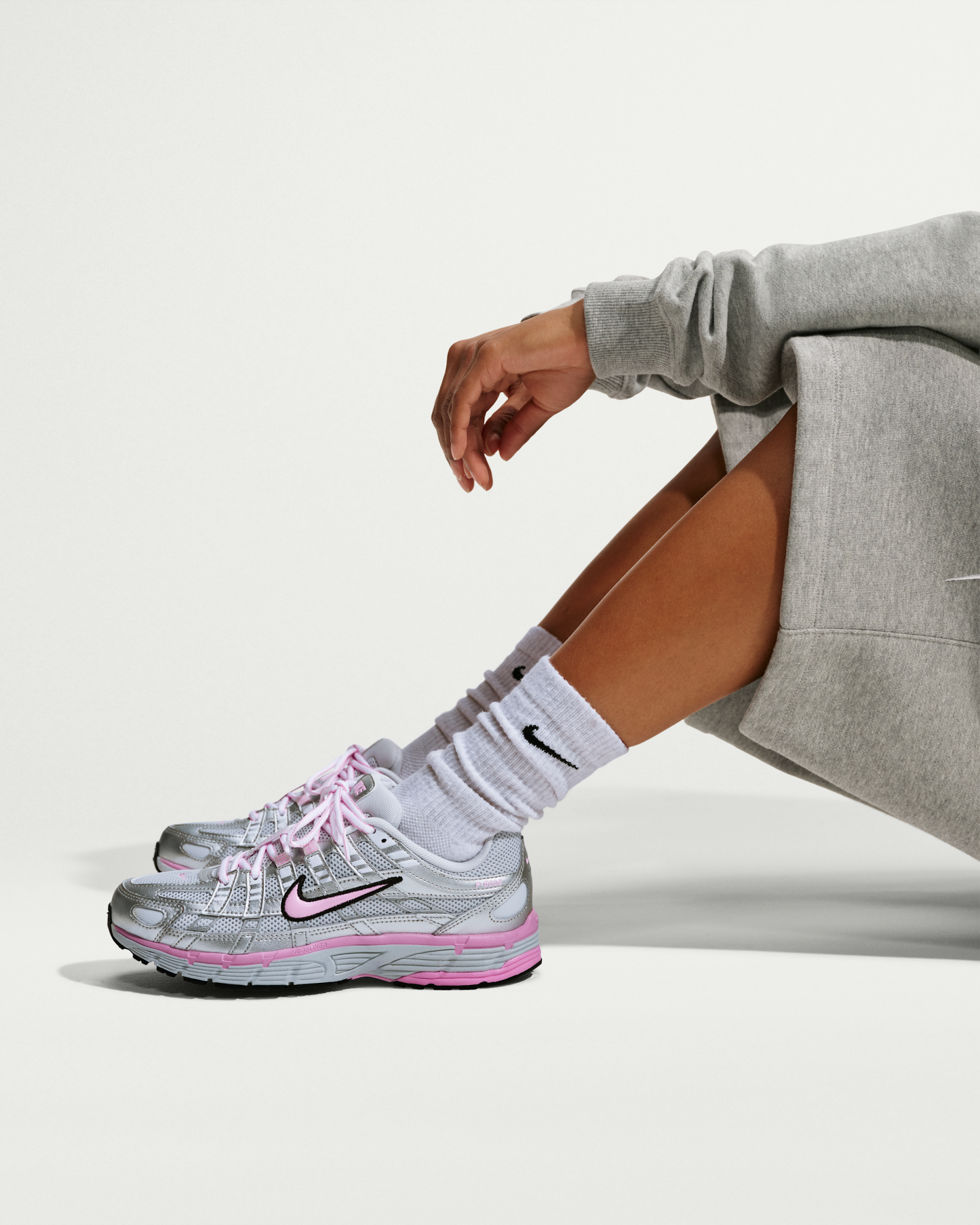 Nike P-6000 Women's Shoes - Pure Platinum/Metallic Silver/Black/Pink Rise - View 9