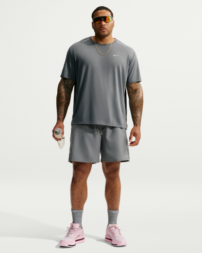 Nike Miler Men's Dri-FIT Short-Sleeve Running Top - Smoke Grey/Iron Grey - View 10
