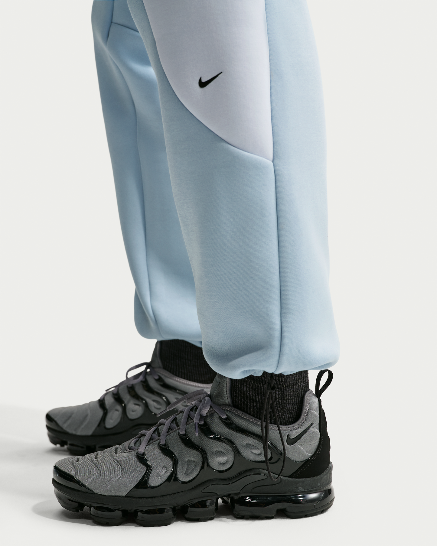 Nike Tech Men's Colour-Block Open-Hem Fleece Trousers - Light Armoury Blue/Football Grey/Black - View 6