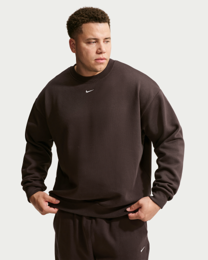 Nike Solo Fleece Men's Crew-Neck Sweatshirt - Velvet Brown/Sail - View 7