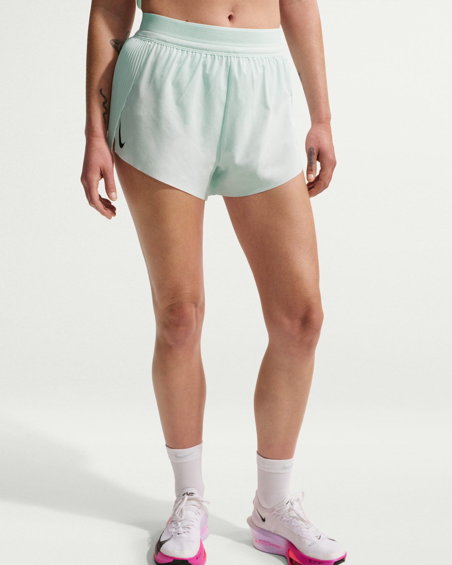 Nike AeroSwift Women's Dri-FIT ADV Mid-Rise 7.5cm (approx.) Brief-Lined Running Shorts - Barely Green/Black - View 2