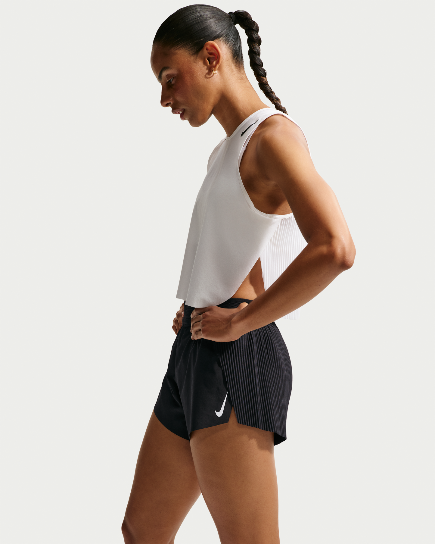 Nike AeroSwift Women's Dri-FIT ADV Mid-Rise 7.5cm (approx.) Brief-Lined Running Shorts - Black/White - View 2