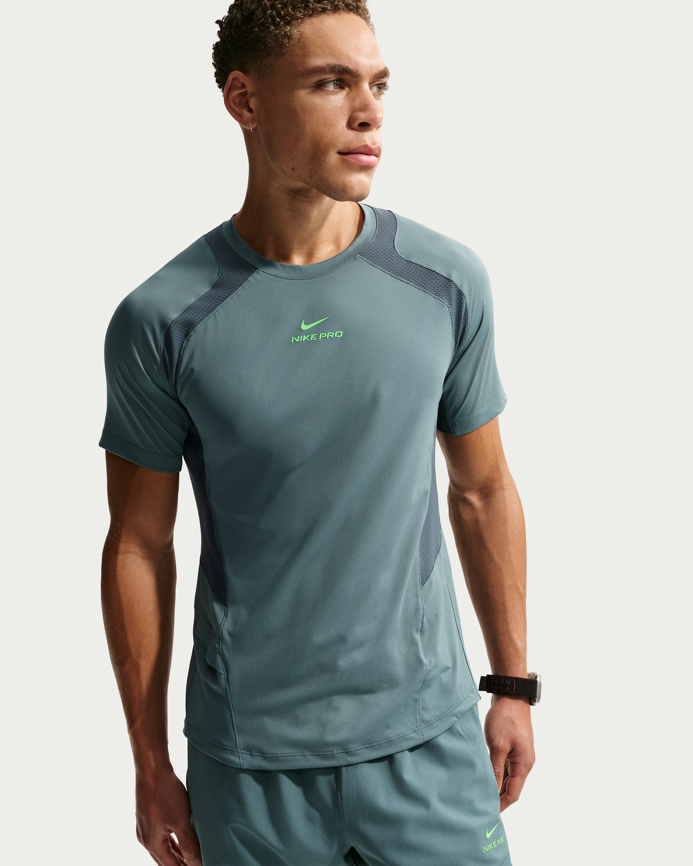 Nike Pro Training Men's Dri-FIT ADV Short-Sleeve Top - Mineral Slate/Faded Spruce/Green Strike - View 1