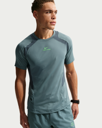 Nike Pro Training Men's Dri-FIT ADV Short-Sleeve Top - Mineral Slate/Faded Spruce/Green Strike - View 1