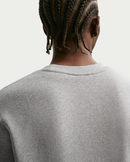 Nike Club Men's Fleece Crew - Dark Grey Heather/White - View 2