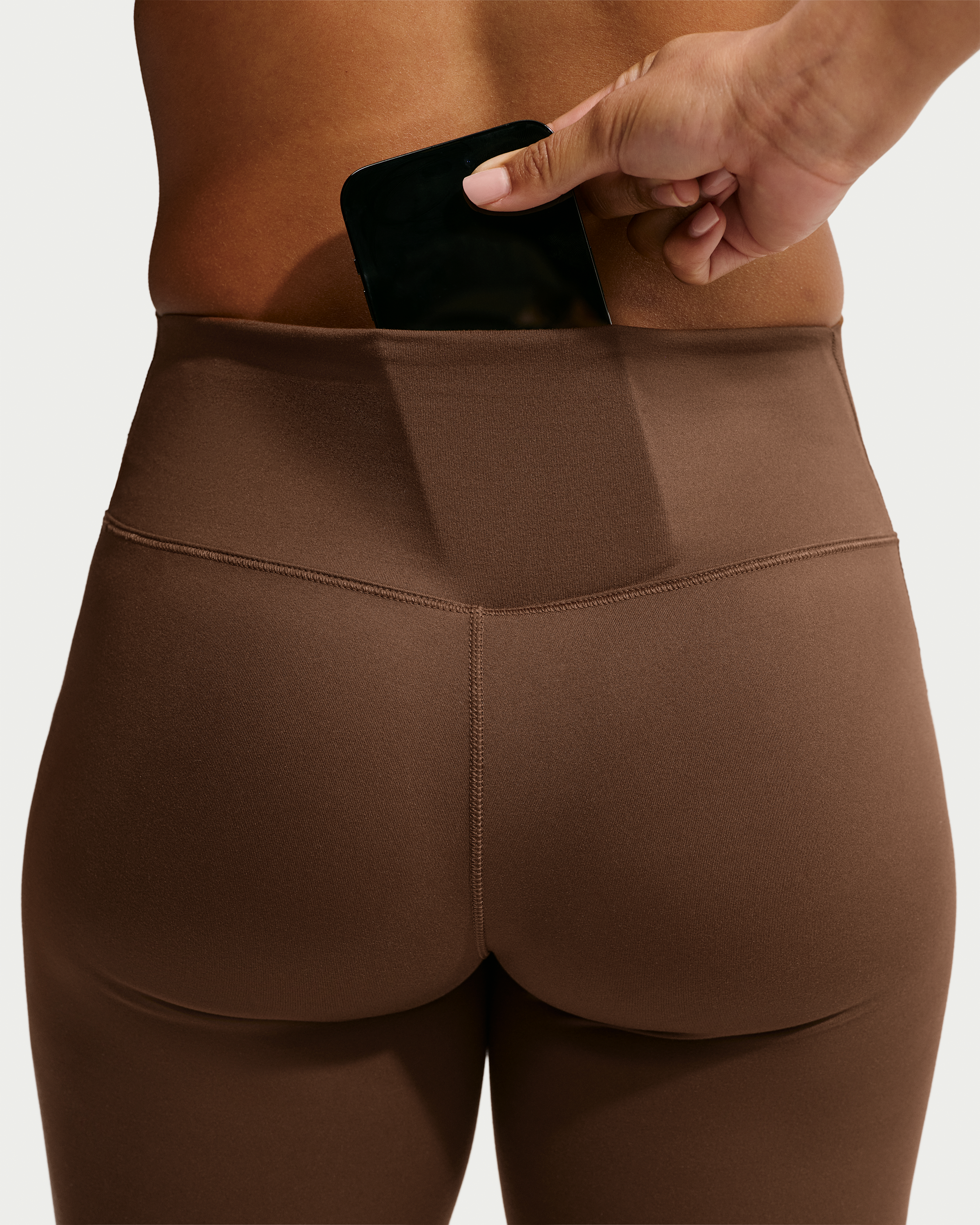 Nike One Seamless Front Women's High-Waisted Full-Length Leggings - Cacao Wow/White - View 6