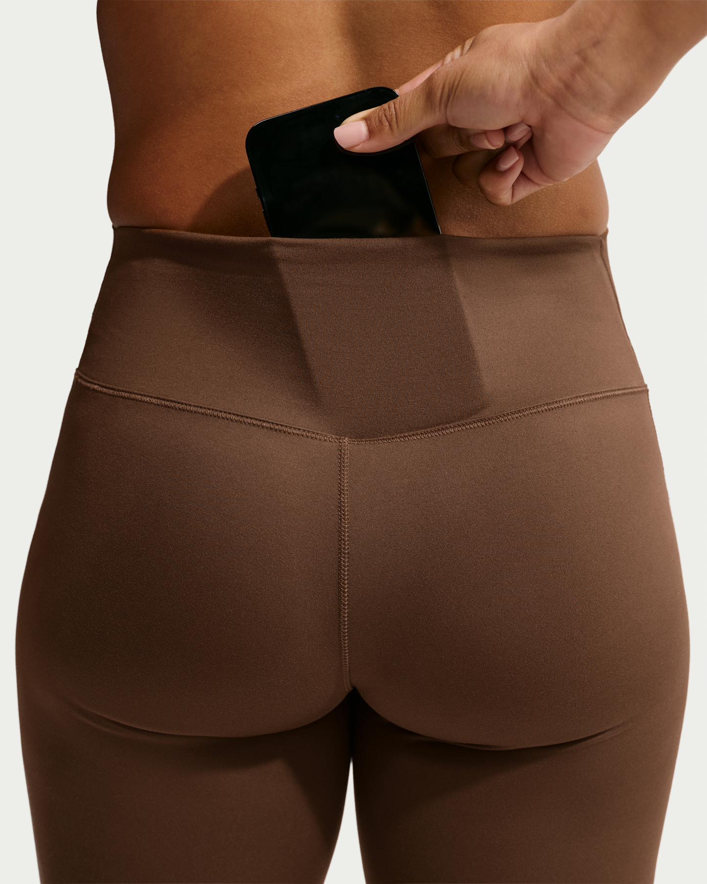 Nike One Seamless Front Women's High-Waisted Full-Length Leggings - Cacao Wow/White - View 6