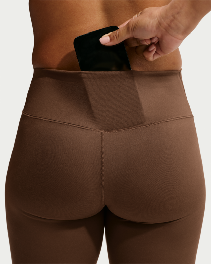 Nike One Seamless Front Women's High-Waisted Full-Length Leggings - Cacao Wow/White - View 6