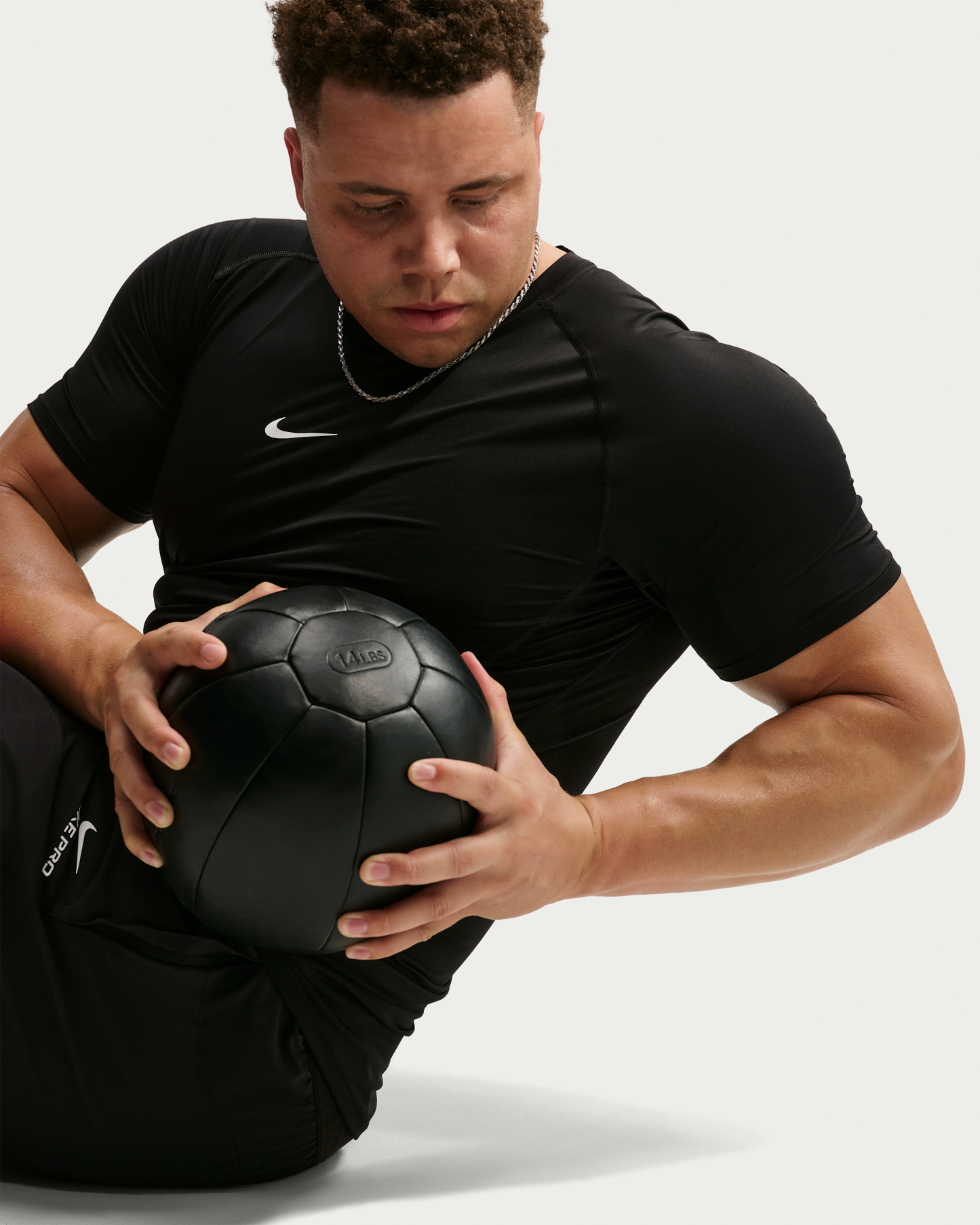 Nike Pro Men's Dri-FIT Tight Short-Sleeve Fitness Top - Black/White - View 8