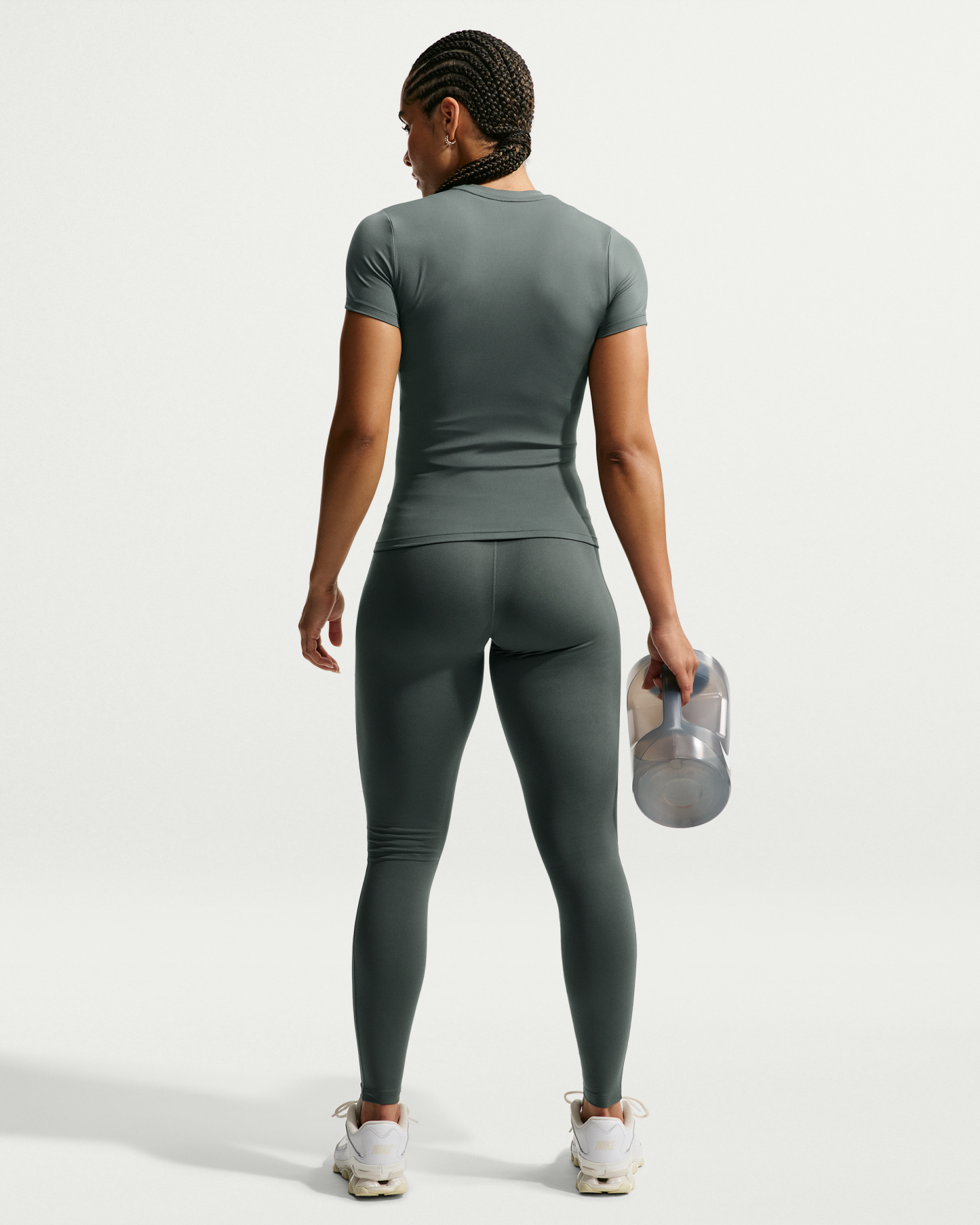 Nike One Seamless Front Women's High-Waisted Full-Length Leggings - Camo Green/White - View 5